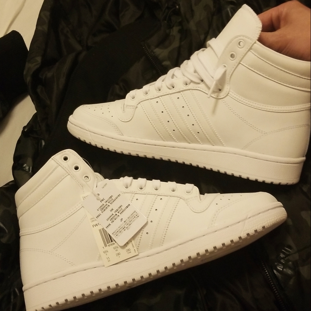 ADIDAS TOP TEN HI WHITE LEATHER - BRAND NEW MINT IN ORIGINAL BOX 100% AUTHENTIC